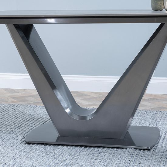 Camilla 6 Seater Grey Ceramic Dining Table with V Base - 140cm